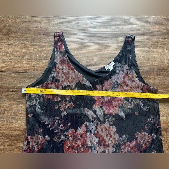 TRIBAL JEANS sexy sequin floral swing cami tank floral shiny sz M party date EUC - Picture 9 of 13